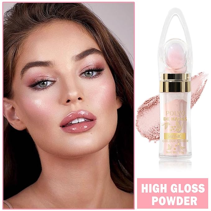 Polvo De Hadas Highlighter Glitter Stick Body Glitter Shimmer Face Brightening Highlighter Contour Powder Makeup Stick Face Blusher Fairy Glitter Highlighter Makeup - 02#Fairy Pink
