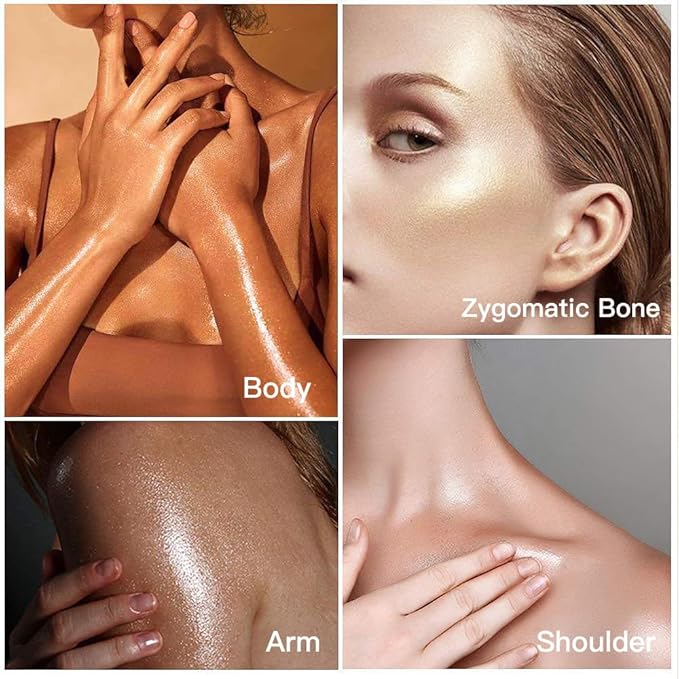 ELESSY Highlighter Makeup Palette Glitter Pink Highlighter Palette Shimmer Highlighter Powder Suit All Skin Tones-DAWN GLOW