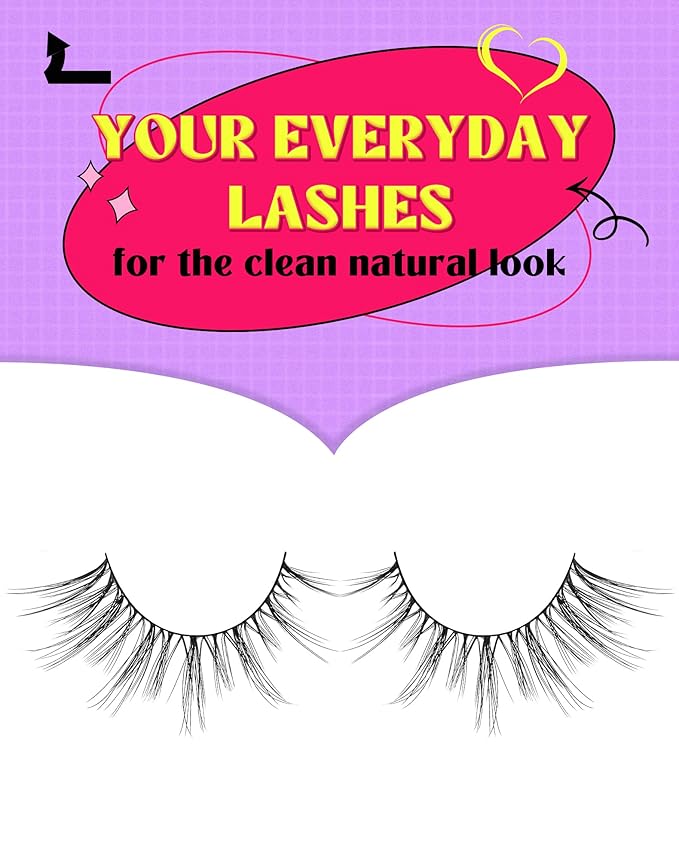 Onlyall Wispy Lashes - Natural Flared False Eyelashes, Soft Fluffy, 7 Pairs DK56