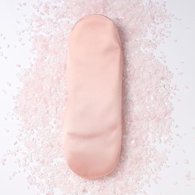 Natural Rose Quartz Weighted Eye Pillow for Relaxation, Sleeping, Yoga, SPA and Travelling, Cooling Eye Pillow, Reusable and Good Relaxation Gift for Women(Rose Quartz)