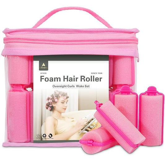 36 Pieces Foam Sponge Hair Rollers - Soft Sleeping Flexible Styling Curlers for Hair Styling (Pink)