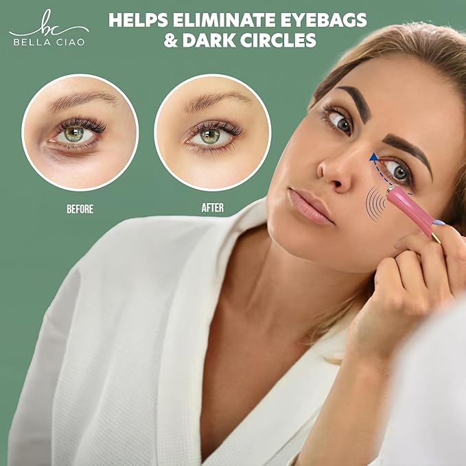 Bella Ciao Sonic Face and Eye Massager for Women, Cordless Face Massager with Cooling and Vibrating Function for Dark Circles and Under-Eye Bags, Serum and Eye-Cream Applicator, Battery-Operated Tool
