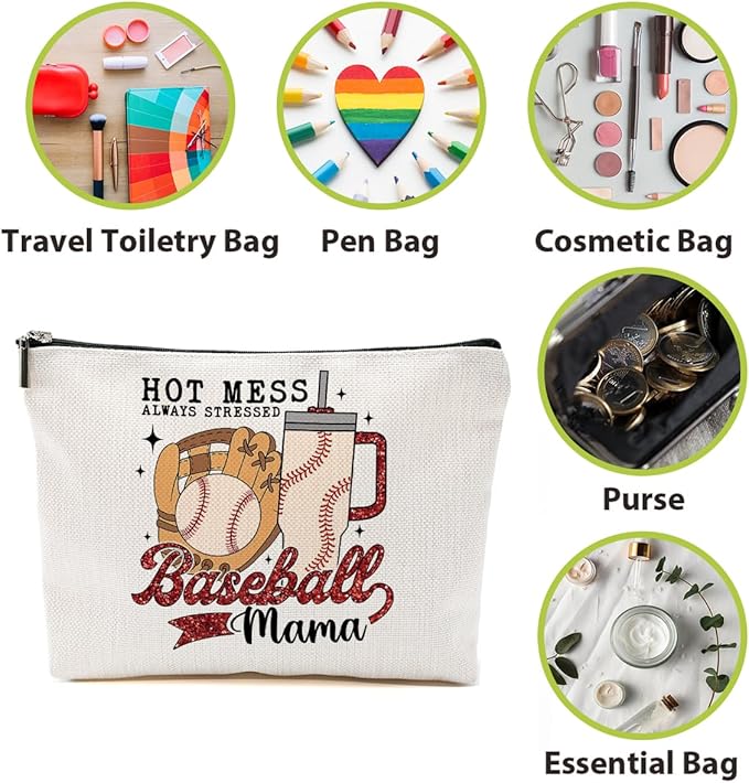 Baseball Gifts Mama Gifts Mom Gifts, Baseball Stuff Makeup Bag, Gifts for Mom Women Baseball Team Player Mam, Baseball Mama Cosmetic Bag, Baseball Coach Gifts Toiletry Bag Christmas Birthday Gifts