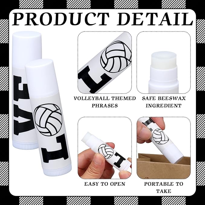 50 Pcs Happy Birthday Lip Balm Volleyball)