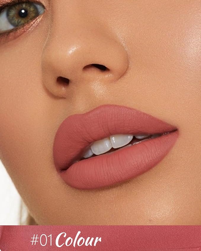 8 Colors High Pigmented Smooth Matte Lip Liner Pencil, Waterproof Velvet Lipstick Pen, Professional Lip Liner for Girls and Women (01)