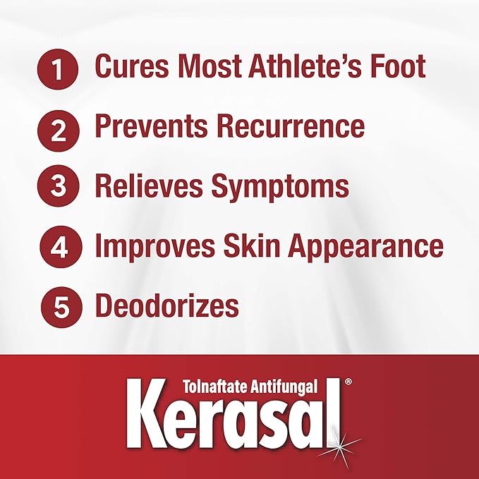Kerasal 5-In-1 Athlete's Foot Invisible Powder Spray, Athlete's Foot Spray, 2 oz