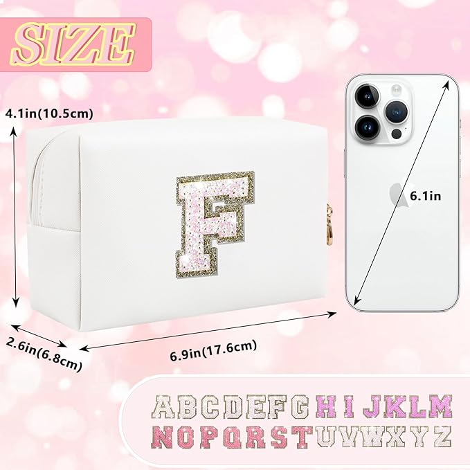 Personalized initial letter makeup bag,