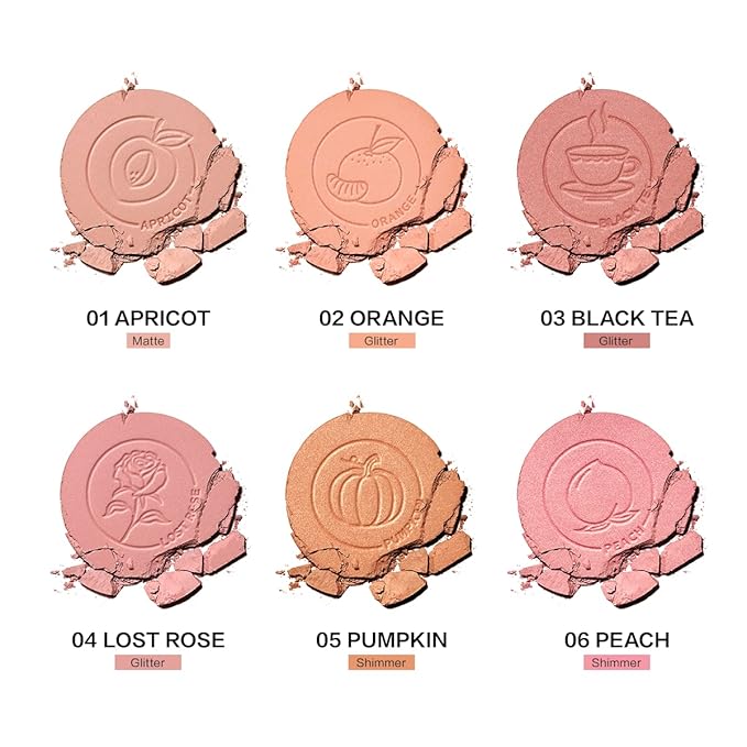 Face Blush, Powder Blush Makeup, Longlasting Highly Pigmented 05 PUMPKIN