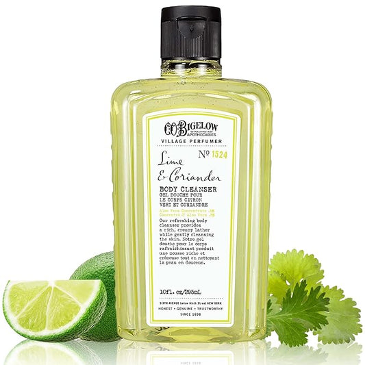 C.O. Bigelow Lime Coriander Body Cleanser, Village Perfumer Moisturizing Body Wash for Men & Women with Aloe Vera, Sodium PCA, and Glycerin, 10 fl oz