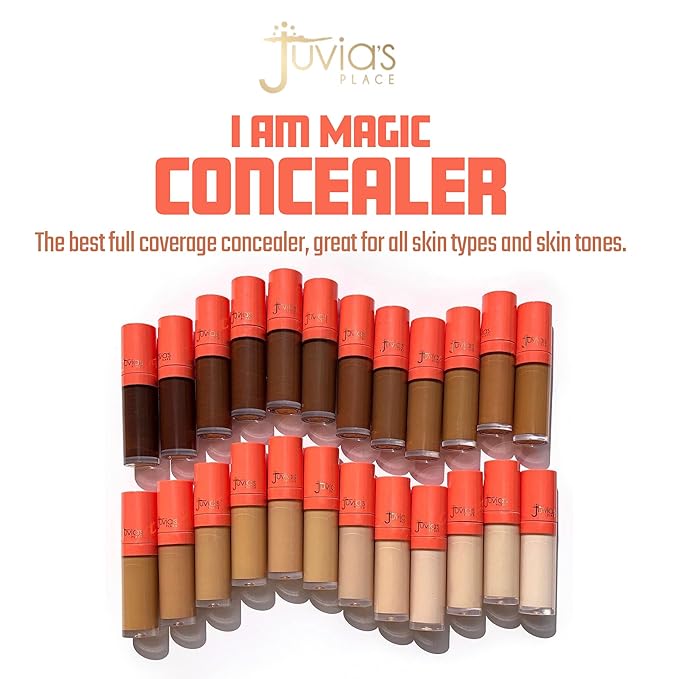 Juvia's Place I Am Magic Liquid Concealer J4 - Deepest Dark w/Cool Undertone / 0.34 fl oz, Full Coverage Concealer, Makeup Concealer, Hydrating Concealer, Waterproof Concealer, Long Wear Concealer