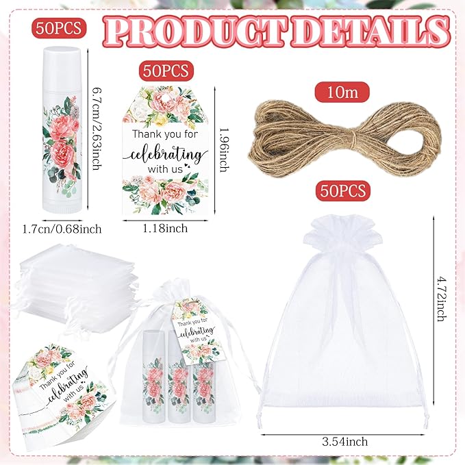 100 Pack Thank You Gifts Lip Balm Bulk Party Supplies Employee Appreciation Gifts for Guests Wedding Bridal Shower Bachelorette Gifts Baby Shower Favors for Coworkers Women Homeless Nurse