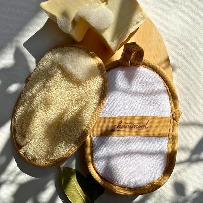 Natural Loofah Exfoliating Body Scrubber – Jordanian Natural Loofah Sponge Exfoliates Face & Body for Healthier Skin – 2-Sided Lufas for Men & Women – Body Wash Scrubber (Pack of 2)