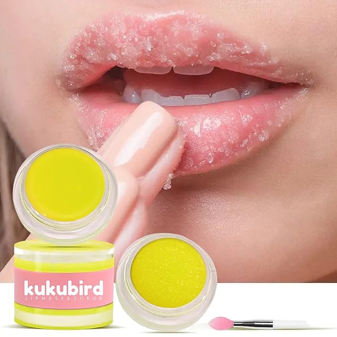 kukubird Lip Mask Overnight Hydrating Lip Balm Mask Exfoliating Lip Scrub Lip Care Treatment For Chapped and Cracked Lips-Vanilla