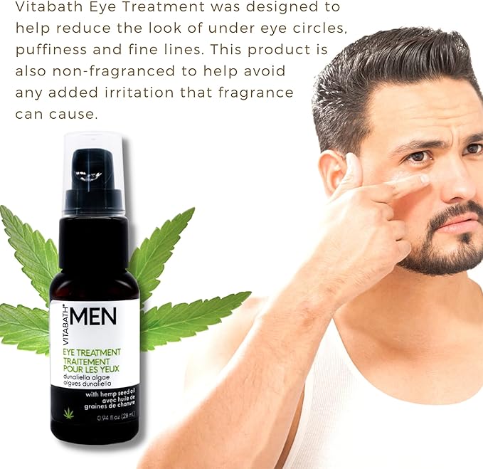 Vitabath Men's Eye Treatment Face Cream Moisturizer Soothe & Reduce Bags, Dark Circles, Puffiness & Look of Wrinkles Around Eyes, Unscented - 0.94 fl oz