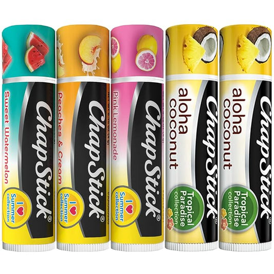 ChapStick Lip Care Bundle - I Love Summer Collection + Aloha Coconut Lip Balm, 0.15 Oz Ea (5 Piece Set)