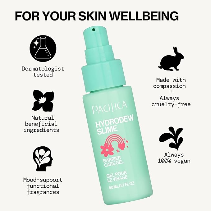 Pacifica Hydrodew Slime Vegan Snail Mucin Barrier Face Moisturizing Gel, Hydrating For Smoothing & Refining Skin, Vegan & Cruelty-Free