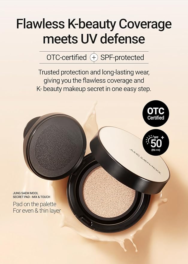 [JUNGSAEMMOOL OFFICIAL] Essential Skin Nuder Cushion (02 Fair Light) | Refill Included | Natural Finish | SPF50 Broad Spectrum | Makeup Artist Brand | Cream Foundation