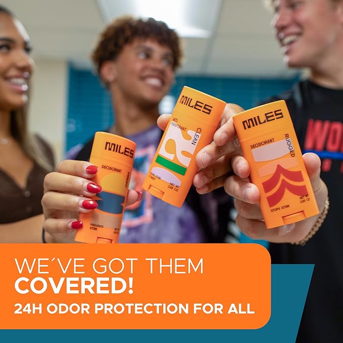 Miles Kids Deodorant for Boys and Girls - Aluminum Free Deodorant for Kids and Teens, Natural, Hypoallergenic, Made in USA - Fresh Scent - 2-Pack