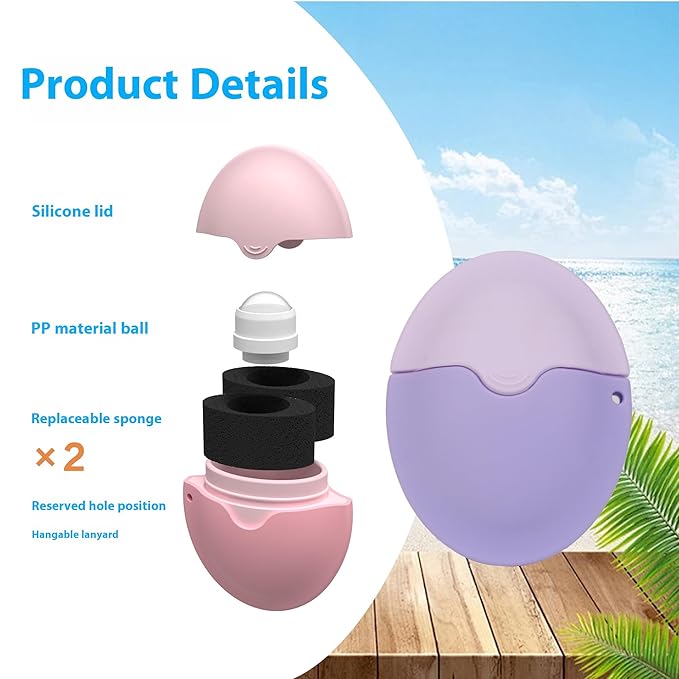 Sponge Sunscreen Applicator,Refillable Roll Include Replacement sponges for Kids, Adults,Families,Travel Size Holds Friendly (Purple)