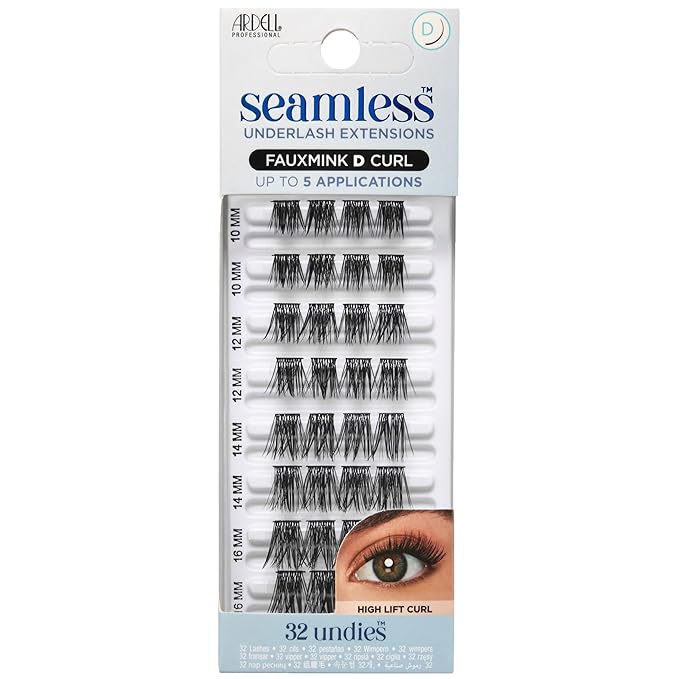 Ardell Seamless Underlash Lash Extensions Kit - DIY Lash Clusters, Faux Mink D-Curl, Natural Look Eyelash Extension, 32 Count, 1-Pack