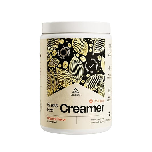 LevelUp Creamer, with Energizing MCT Oil and Collagen Peptides, Keto Coffee Creamer, Supports Natural Energy & Ketone Production - Original (Unsweetened) 7 oz