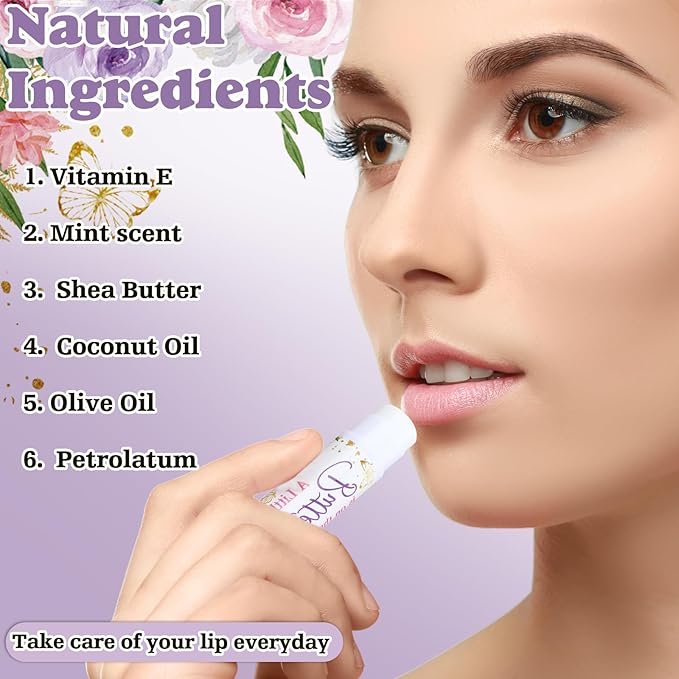 50 Sets 200 Pcs Baby Shower Hand Lotion and Lip Balm Gift Theme Baby Shower Party Favors Travel Size Hand Lotion and Lip Balm Bulk with Organza Bags Tags(Butterfly)