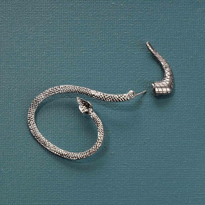 Punk Snake Cuff Earrings Silver Snake Ear Climber Earrings Cartilage Ear Crawler Earrings Gothic Serpent Clip on Wrap Earrings Jewelry for Women