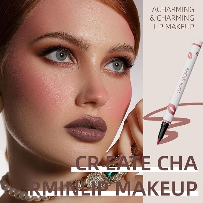 COOL STORY Matte Lip Liner Pencil - Waterproof, Non-Fading, Long-Lasting Plump Effect for Fuller Lips Makeup, Soft & Smooth Texture Easy Glide Lipstick 07#