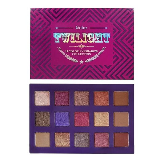 Cosmetics - Twilight, 15-Color Eyeshadow Palette, Highly Pigmented, Long-Wearing, Easy-to-Blend, Blue & Purple Matte, Metallic & Shimmer Eye Shadow, Professionally Formulated Eye Makeup