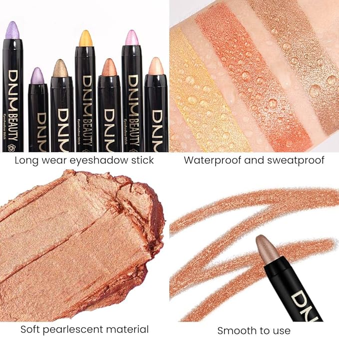 evpct Bronze Gold Shimmer Cream Eye Shadow Brightener Sticks Set for Eyes, Bronze Gold Shimmery Matte Pencil Eye shadow Applicator Stick Pen Palette Makeup Waterproof sombras en crema para ojos 05#