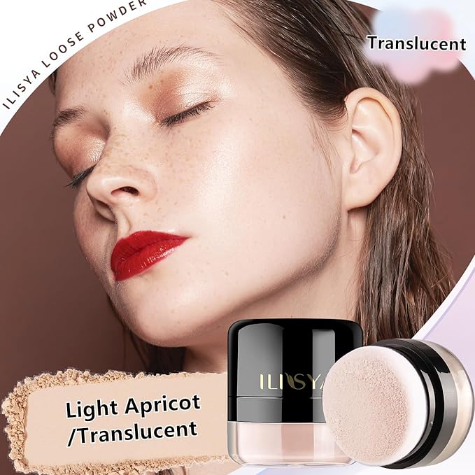 Setting Powder Lightweight Loose Powder Finishing Powder Long-Lasting Apricot/Translucent)-2 Boxes