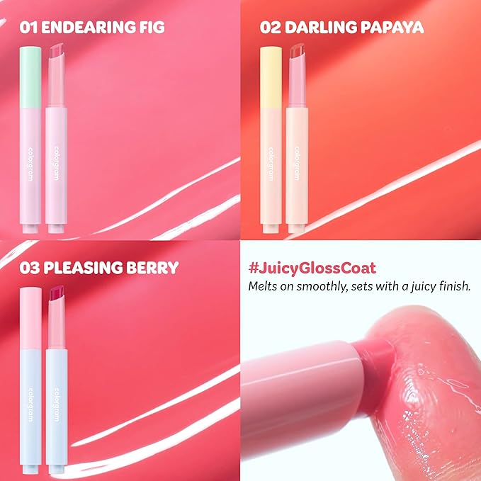 COLORGRAM Fruity Glass Stick 02 DARLING PAPAYA | Long-Lasting Juicy Lip Tint with Radiant, Glossy Finish | Melting Syrupy Texture for Vibrant, Hydrated Lips | Non-Sticky Shine