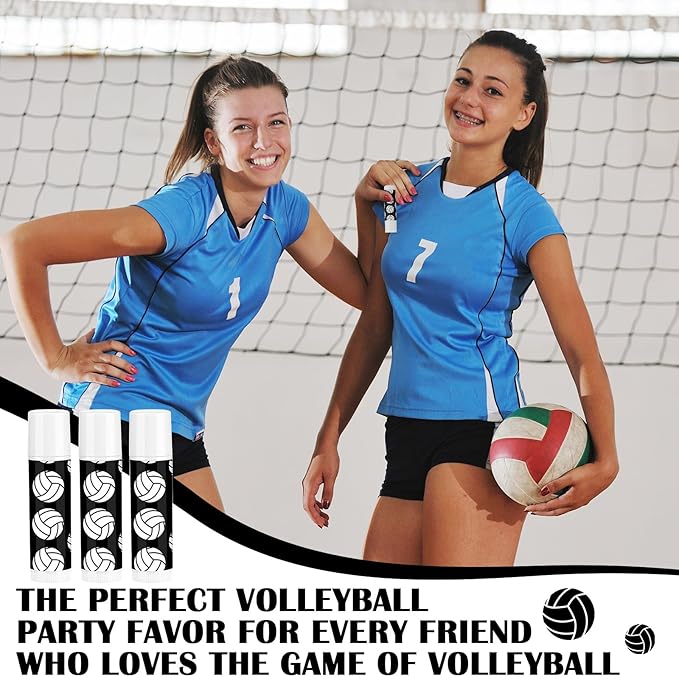 24 Pcs Volleyball Lip Balm Volleyball (Black)