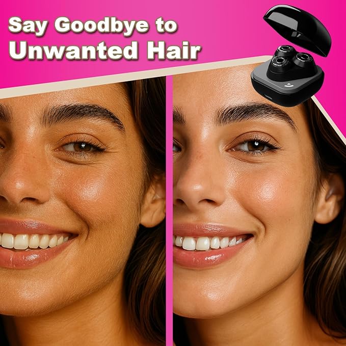 Facial Hair Removal for Women, 3D Floating Blade Rotary Razor, Wet/Dry Electric Shaver, Portable & USB Rechargeable Epilator Hair Remover for Face, Upper Lip, Chin, Arms & Legs (Black)