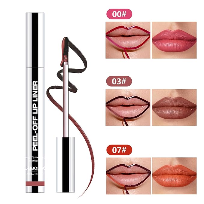 3 Colors Lip Stain Peel Off, Peel off Lip stain, Lip Tint Stain, Peel off Lip Liner Stain, Lip Stain Peel off Tint Tattoo Color Waterproof Long-Lasting, No Smudging