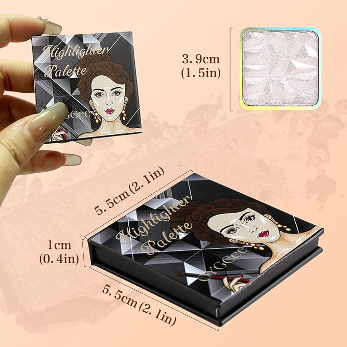 Highlighter Shimmer Makeup Palette Gold Colors,Shimmering Highlightering Pallet,Highly to Carry,Cruelty-Free