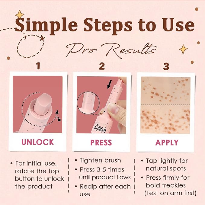 Faux Freckle Stamp, Freckle Pen Waterproof – Faux Freckles Maker for Natural Sun-Kissed Look, Quick-Dry & Long-Lasting, Easy One-Press Application, Cute & Trendy Gift for Women & Girls - 01 Light