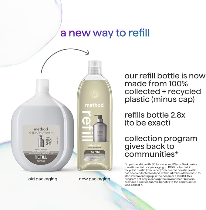 Method Premium Gel Hand Wash Refill, Violet + Lavender, 34 Ounce, 1 pack, Packaging May Vary (Packaging May Vary)