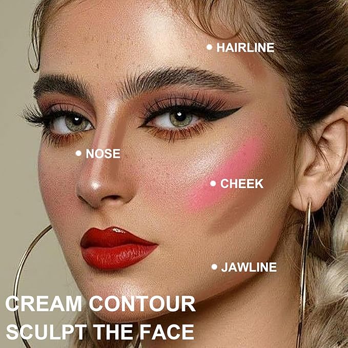 3 Pcs Face Contour Stick Kit, Matte Finish Face Stick Trio with Bronzer Blush Highlighter and Brush, Long Lasting Waterproof Cream Beauty Wand Makeup Set for Sculpt Glowing Face Look (#1, 8, 13)