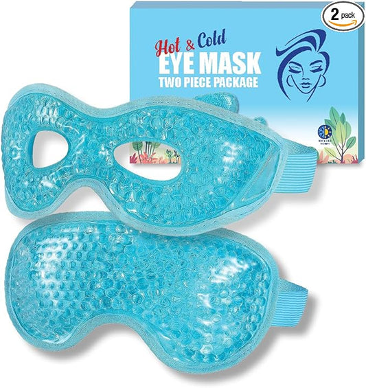 USA Merchant - 2PCs Cold & Hot Eye Therapy Mask, Cooling Eye Mask for Dry Eyes, Headaches, Eye Stress, Dark Cicles, Reusable Cold Compress and Refresh (2 PK Eye Mask)