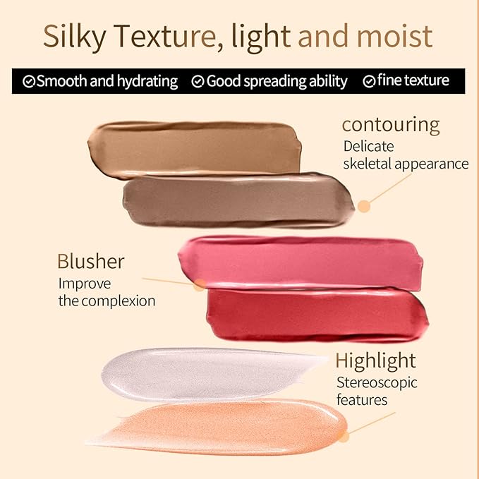 Liquid Contour Beauty Wand, Cream Highlighter Makeup Stick,Smooth Stick, Cruelty-free(02+05)