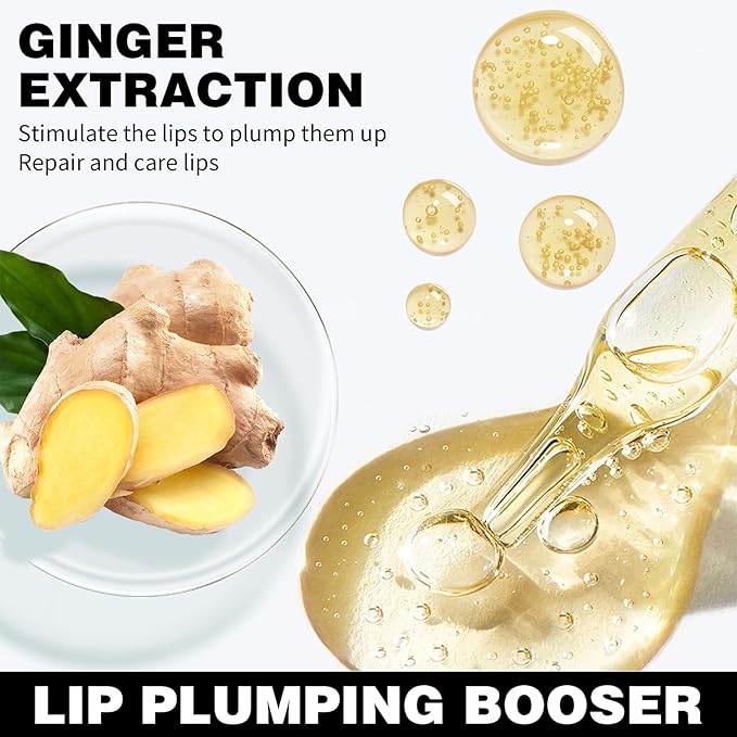 Erinde Lip Plumper Gloss, Natural Ginger Lip Plumping Booster Lip Plumping Oil, Ultra-Hydrating & Nourishing Plump Lip Plumper, Glossy Finish Fuller Lip Plumping Lip Gloss for Women Girls, G04