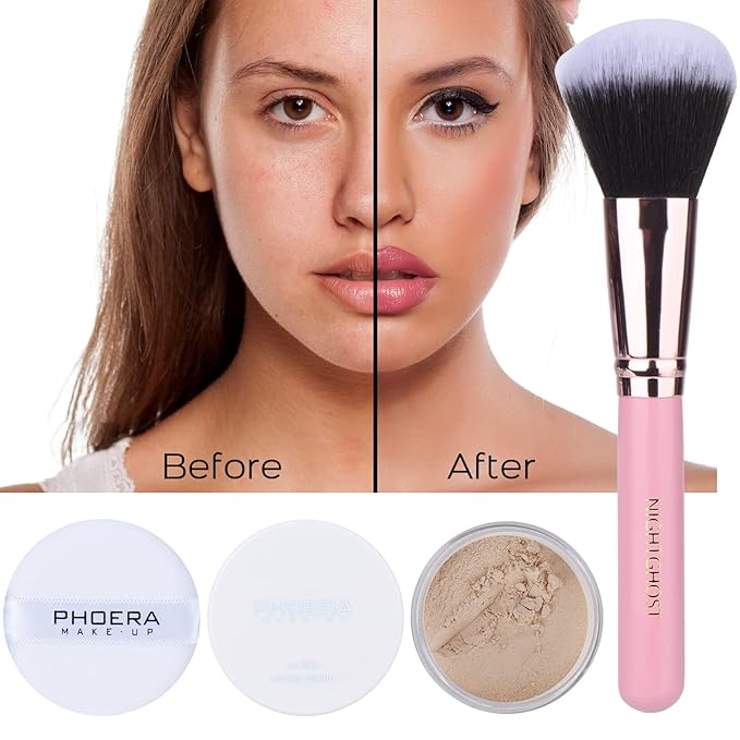 Makeup Kit for Women Included 2 Phoera Foundation SPF 20+ 30ml Matte Oil Control, 2 Kabuki Makeup Brushes, Phoera Primer, Powder Foundation, 2 Makeup Sponges (101 Porcelain + 102 Nude)