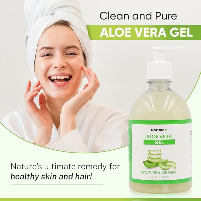 Natural Aloe Vera Gel for Hair, Scalp, Face, Dry Skin, Sunburn, & Sensitive Skin - Cold Pressed, Vegan, Unscented - Soothing Aloe Face Moisturizer (16.9 oz.)