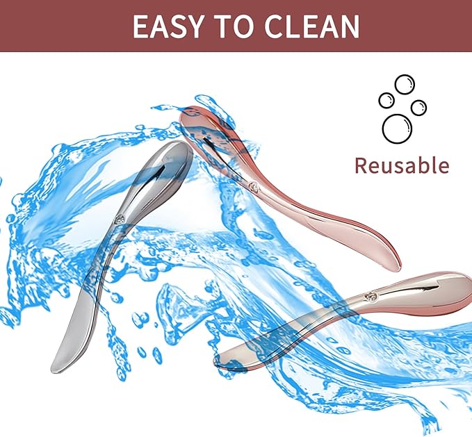 NIIIYTYB3 Pcs Eye Cream Applicator Tool Metal Eye Massager Wand 2 in 1 Zinc Alloy Roller for Under Eye Face Applicator Moisturizer Wand Stick with Spatula Mini Skincare Cosmetic Spatulas