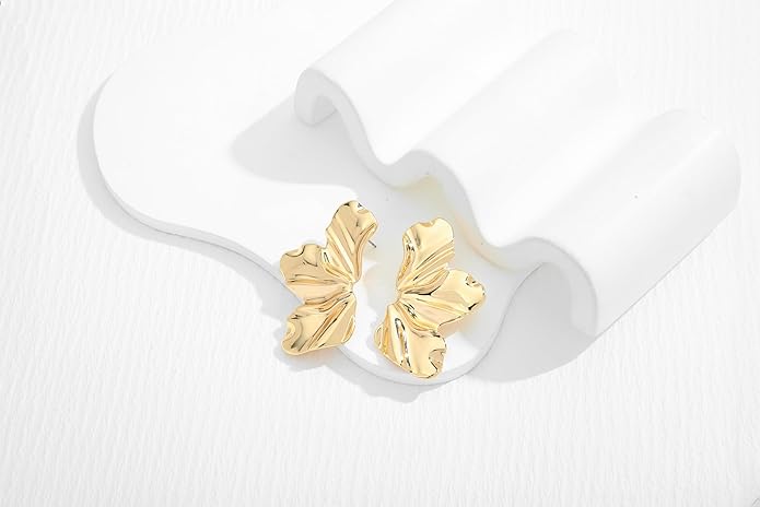 CLASSYZINT Gold/White/Red/Black Flower Stud Earrings For Women
