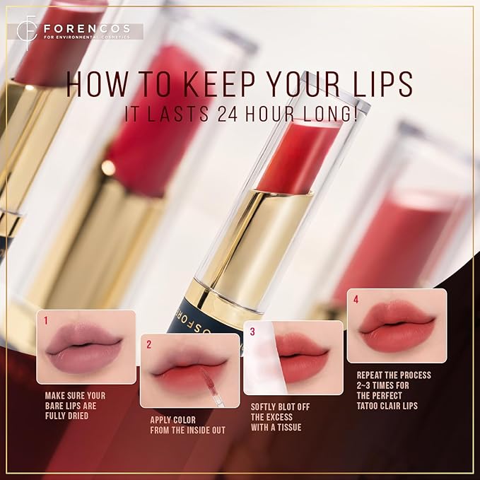 Tattoo Clair Velvet Lip Stain/Tint, Korean Long-Lasting, High Lip