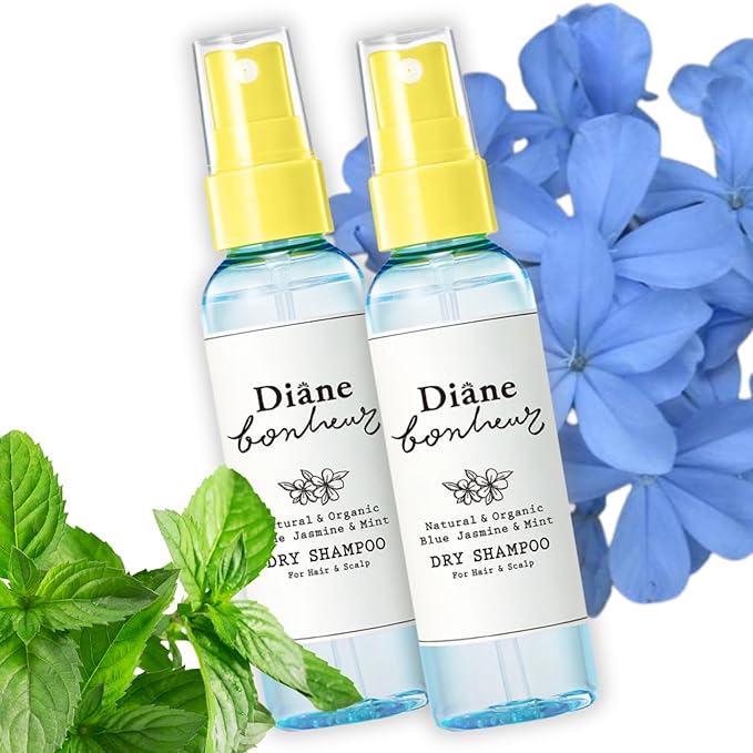 Natural Wet Dry Shampoo for Women Dry Hair & Sensitive Scalp, Organic Hair & Body Mist with Rosemary & Rose Water, Hair Refresher Spray from Japan, BLUE JASMINE & MINT, 4.06 Fl Oz, 2EA