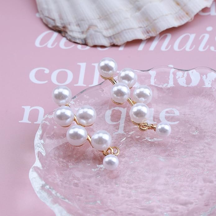 Boho Pearl Drop Earrings Long Pearl Tassel Earrings Gold Cluster Pearl Stud Earrings Bridal Pearl Earrings Wedding Earrings Jewelry for Women