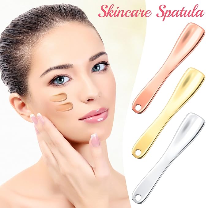 3 Pcs Facial Spatula Sticks Mini Metal Makeup